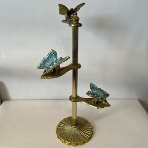 Vintage Allied Brass Butterfly Stand Card Holder Clip